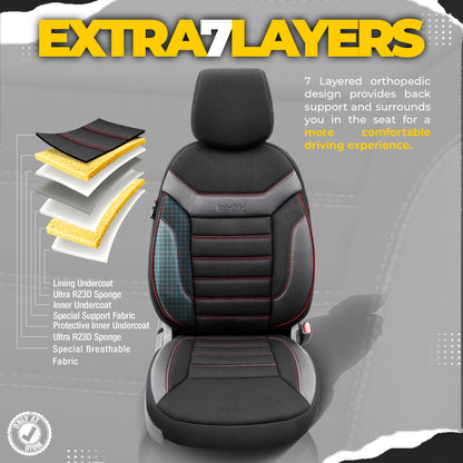 Sada čalounění Individual – Černé s červeným švem, textil, pro přední a zadní sedadla