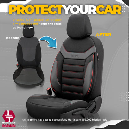 Sada čalounění Individual – Černé s červeným švem, textil, pro přední a zadní sedadla