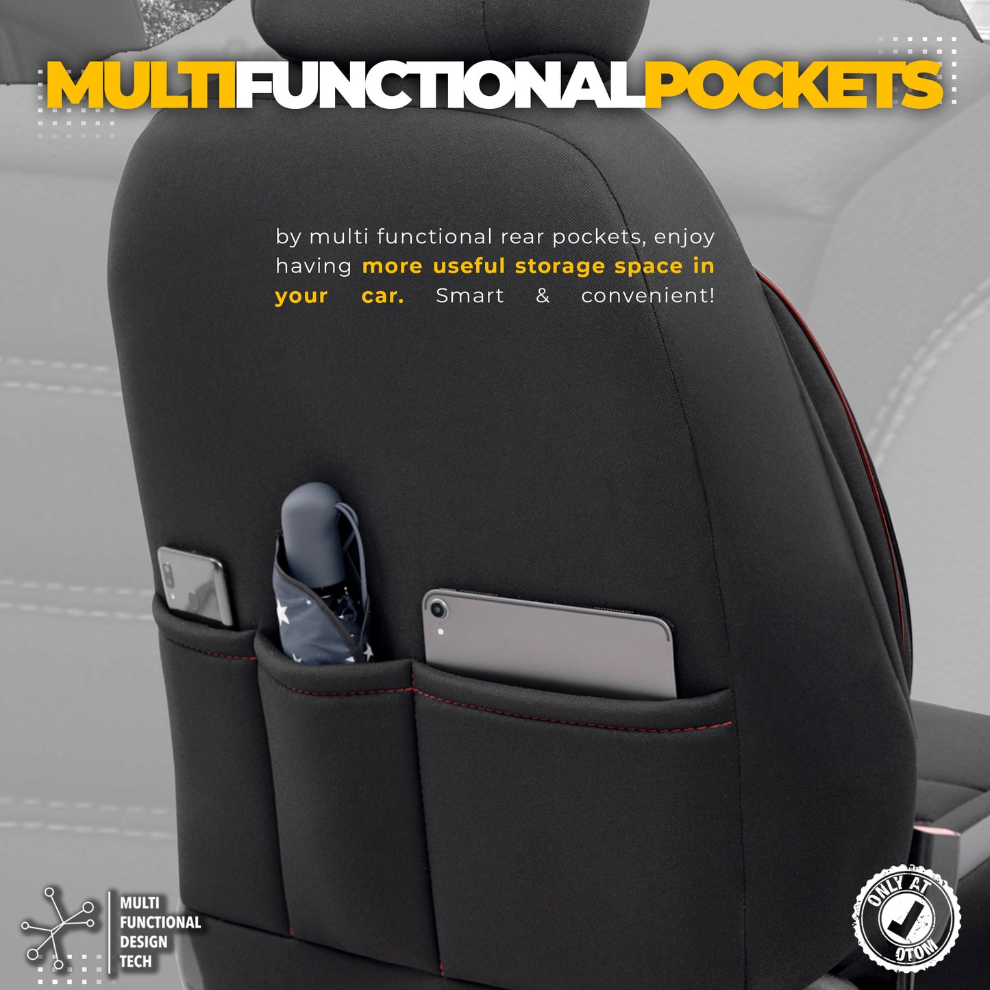 Sada čalounění Individual – Černé s červeným švem, textil, pro přední a zadní sedadla