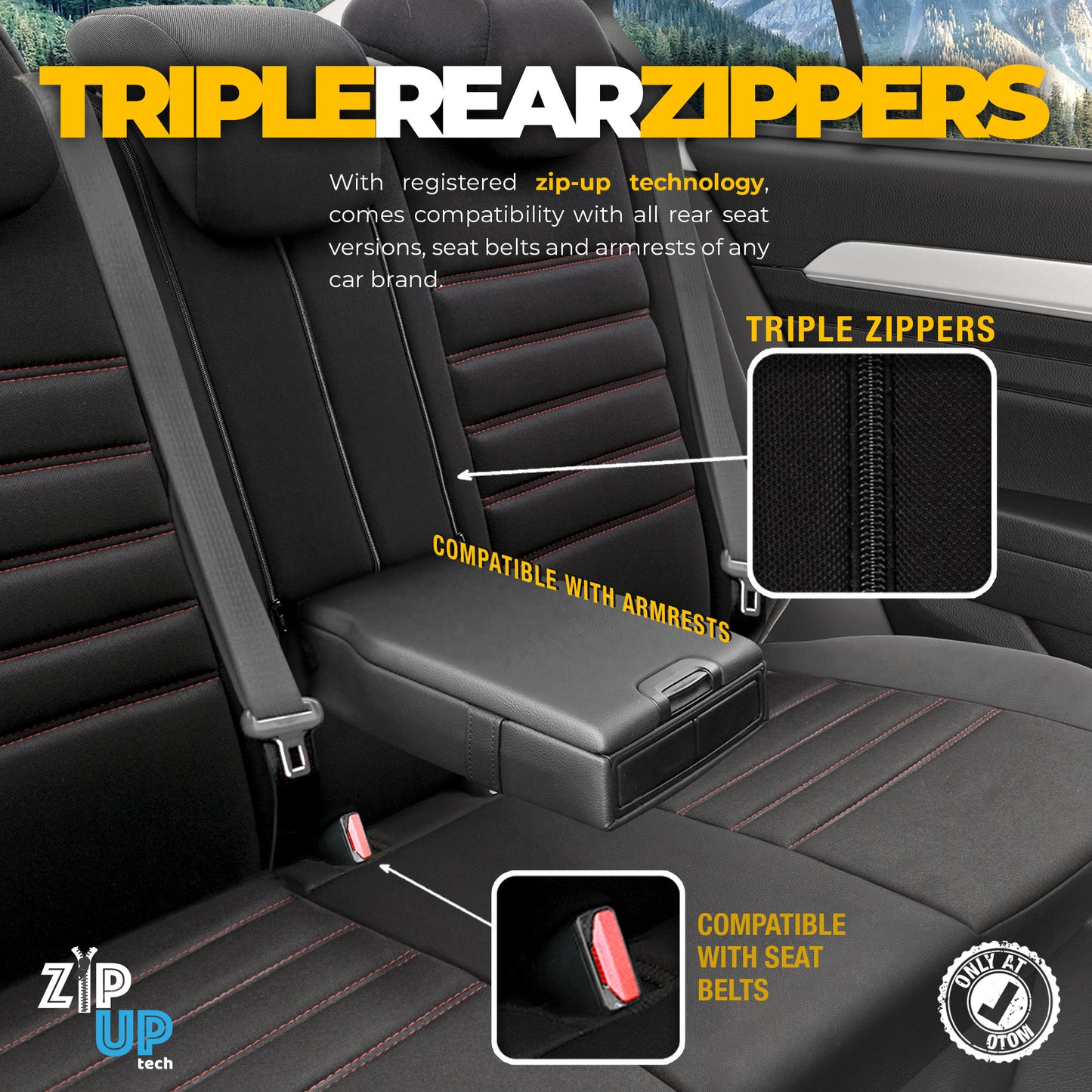 Sada čalounění Individual – Černé s červeným švem, textil, pro přední a zadní sedadla