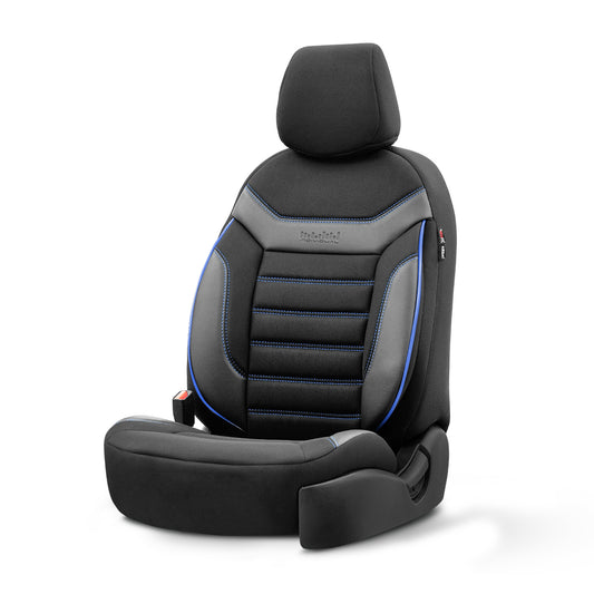 Sada čalounění Individual – Černá s modrým prošitím, Textil, pro přední a zadní sedadla