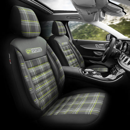 Sada potahů GTI Sports – černá/zelená, textil, pro přední a zadní sedadla
