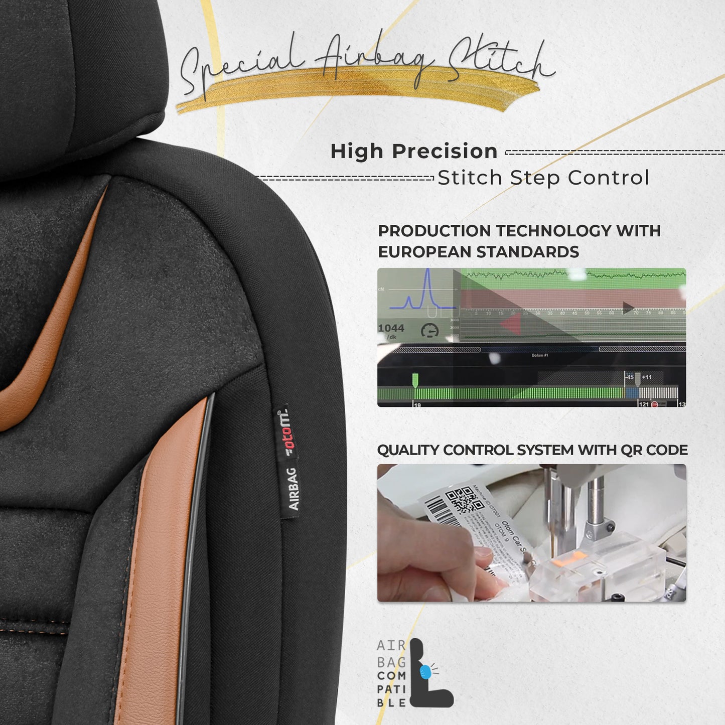 Sada potahů Iconic – Černá/Oranžová, Textil, pro přední a zadní sedadla