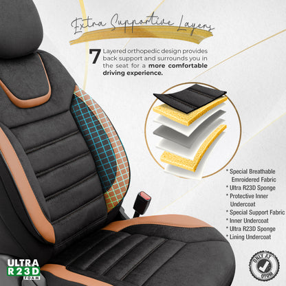 Sada potahů Iconic – Černá/Oranžová, Textil, pro přední a zadní sedadla