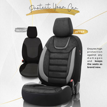 Sada potahů Iconic – Černá/Šedá, Textil, pro přední a zadní sedadla