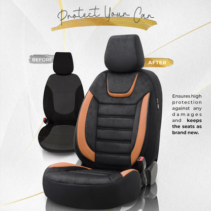 Sada potahů Iconic – Černá/Oranžová, Textil, pro přední a zadní sedadla