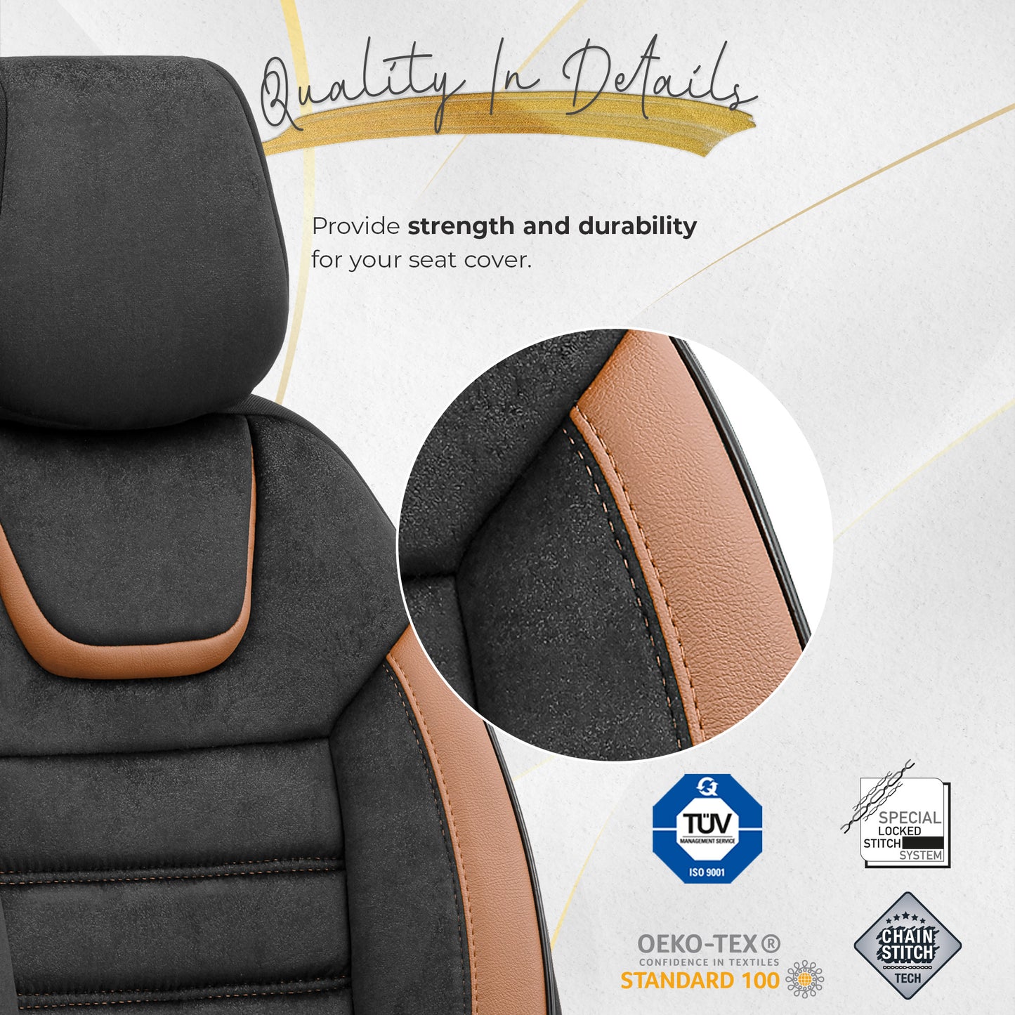 Sada potahů Iconic – Černá/Oranžová, Textil, pro přední a zadní sedadla