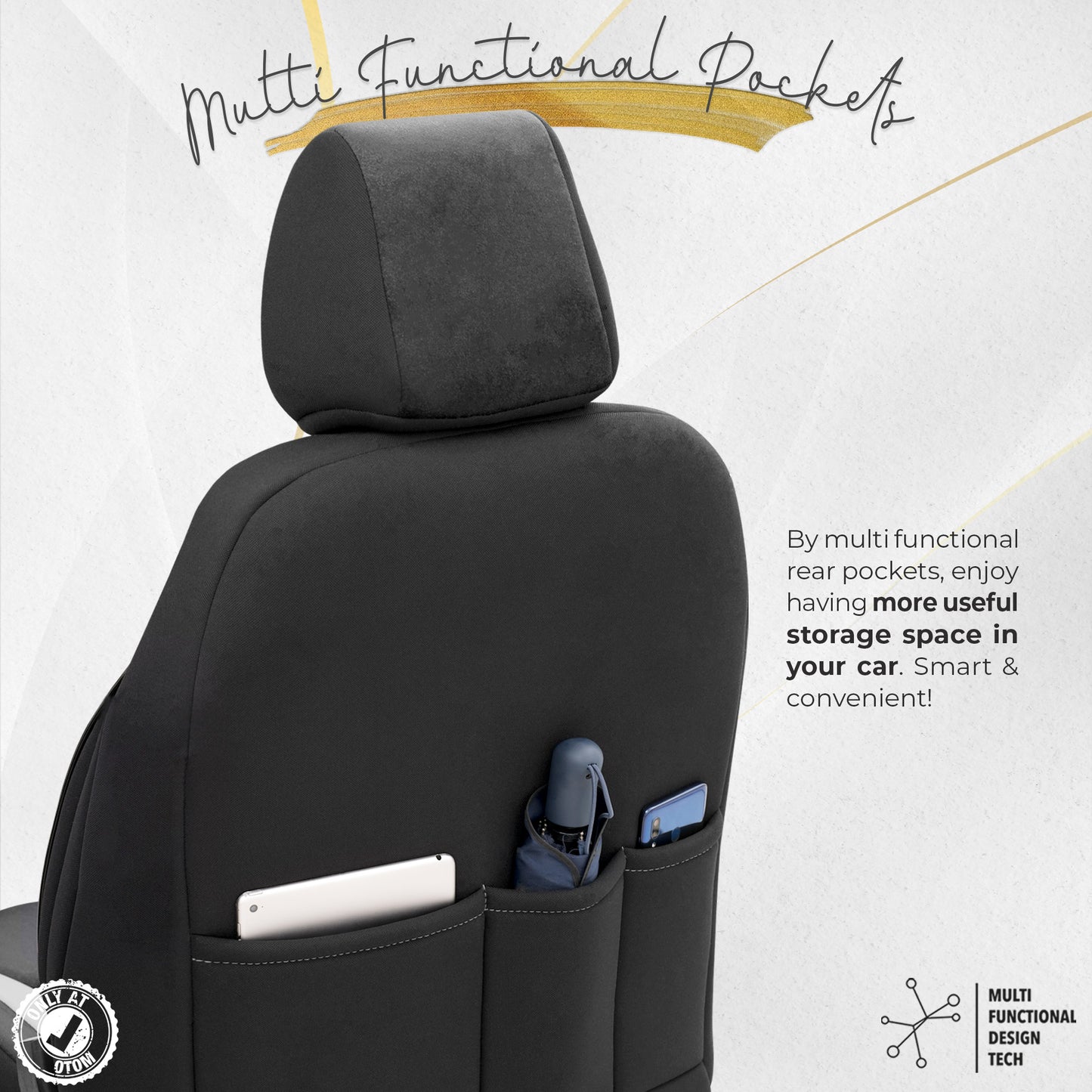 Sada potahů Iconic – Černá/Šedá, Textil, pro přední a zadní sedadla