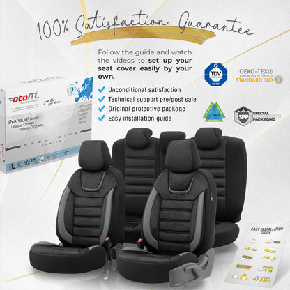 Sada potahů Iconic – Černá/Šedá, Textil, pro přední a zadní sedadla