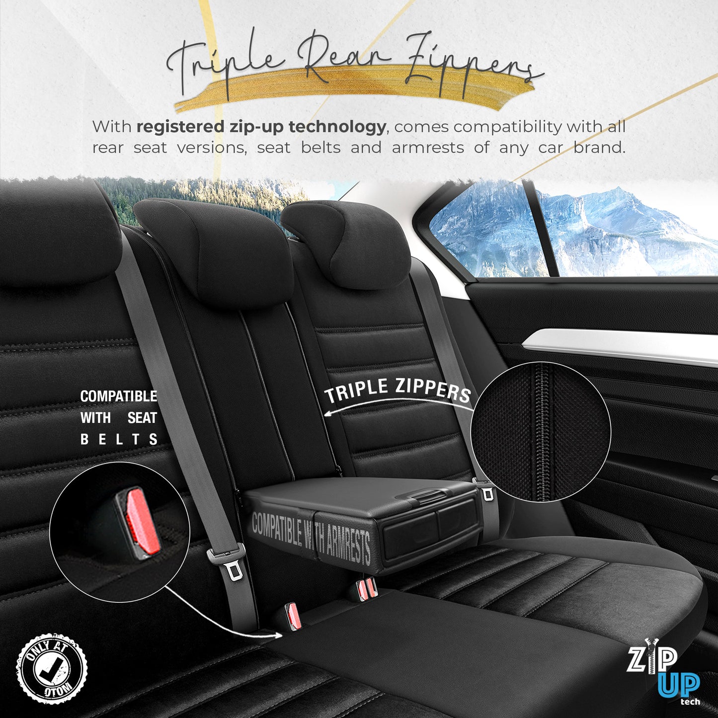 Sada potahů Iconic – Černá/Šedá, Textil, pro přední a zadní sedadla