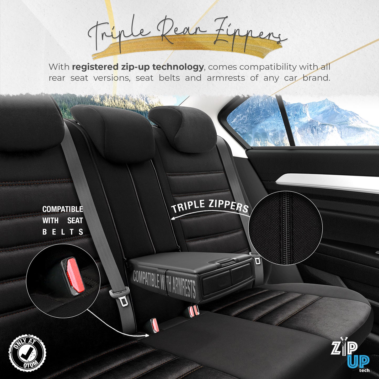 Sada potahů Iconic – Černá/Oranžová, Textil, pro přední a zadní sedadla