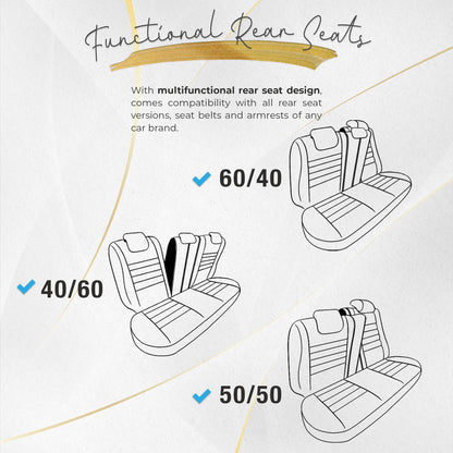 Sada potahů Iconic – Černá/Oranžová, Textil, pro přední a zadní sedadla