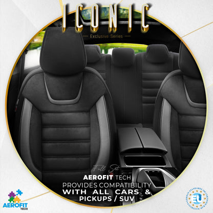 Sada potahů Iconic – Černá/Šedá, Textil, pro přední a zadní sedadla