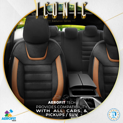 Sada potahů Iconic – Černá/Oranžová, Textil, pro přední a zadní sedadla
