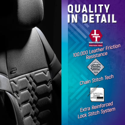 Sada čalounění Elegance – Černá s bílým prošitím, textil, pro přední a zadní sedadla