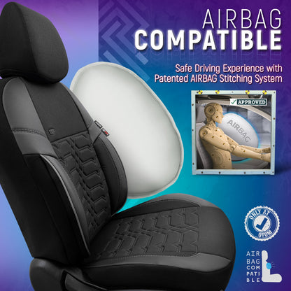 Sada čalounění Elegance – Černá s bílým prošitím, textil, pro přední a zadní sedadla