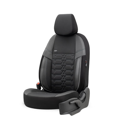 Sada čalounění Elegance – Černá s bílým prošitím, textil, pro přední a zadní sedadla