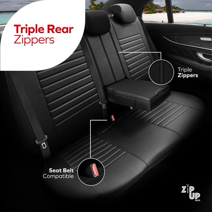 Sada luxusního čalounění Coral – Prodyšná eko kůže, černá/šedá, pro přední a zadní sedadla