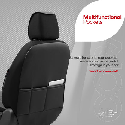 Sada luxusního čalounění Coral – Prodyšná eko kůže, černá/šedá, pro přední a zadní sedadla