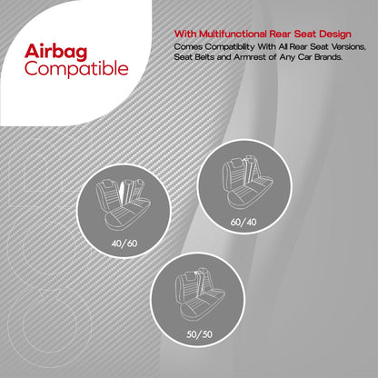 Sada luxusního čalounění Coral – Prodyšná eko kůže, černá/šedá, pro přední a zadní sedadla