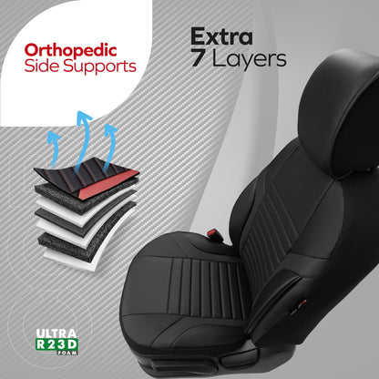 Sada luxusního čalounění Coral – Prodyšná eko kůže, černá/šedá, pro přední a zadní sedadla