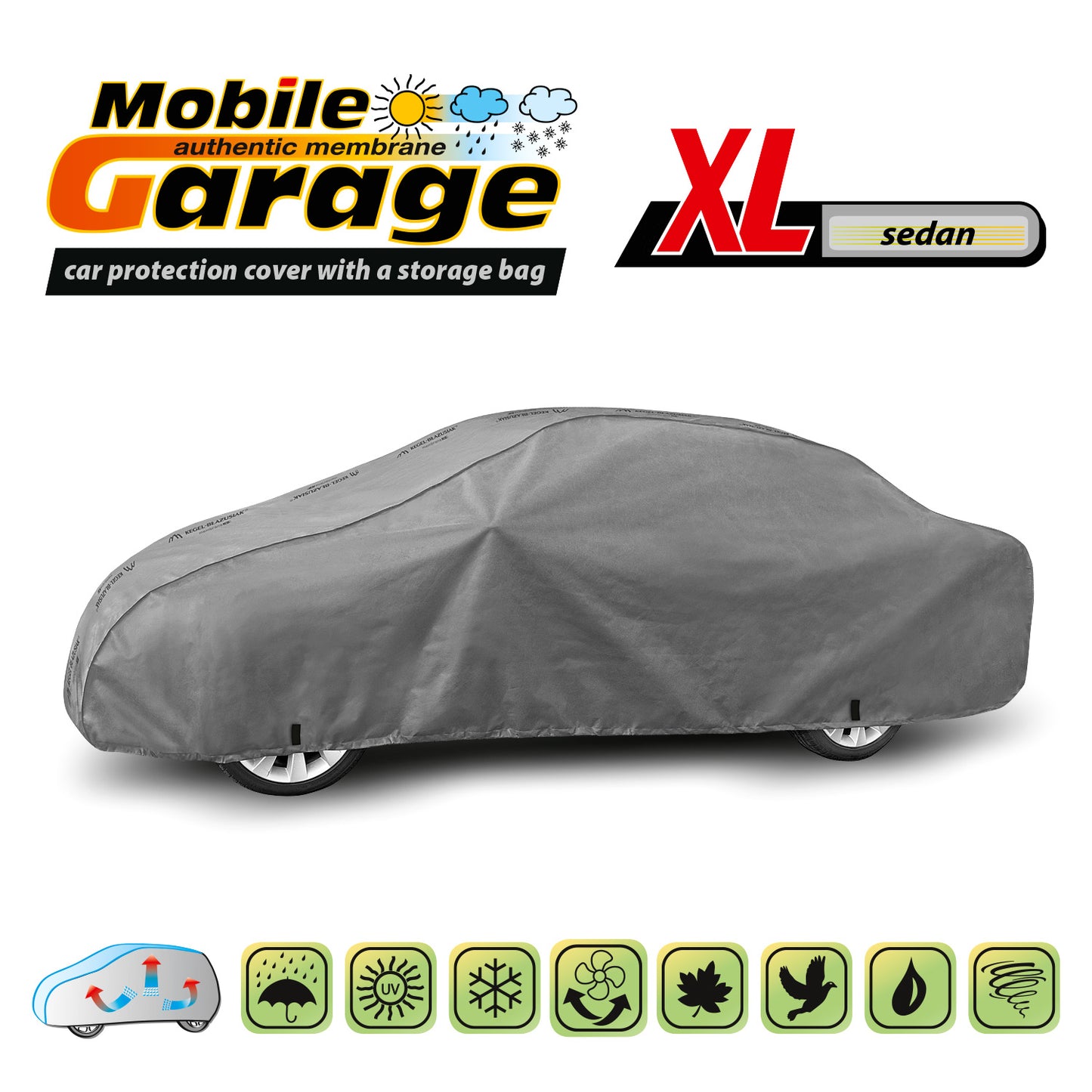 Přikrývka na auto Kegel Mobile velikost XL šedá pro sedan 472-500 cm