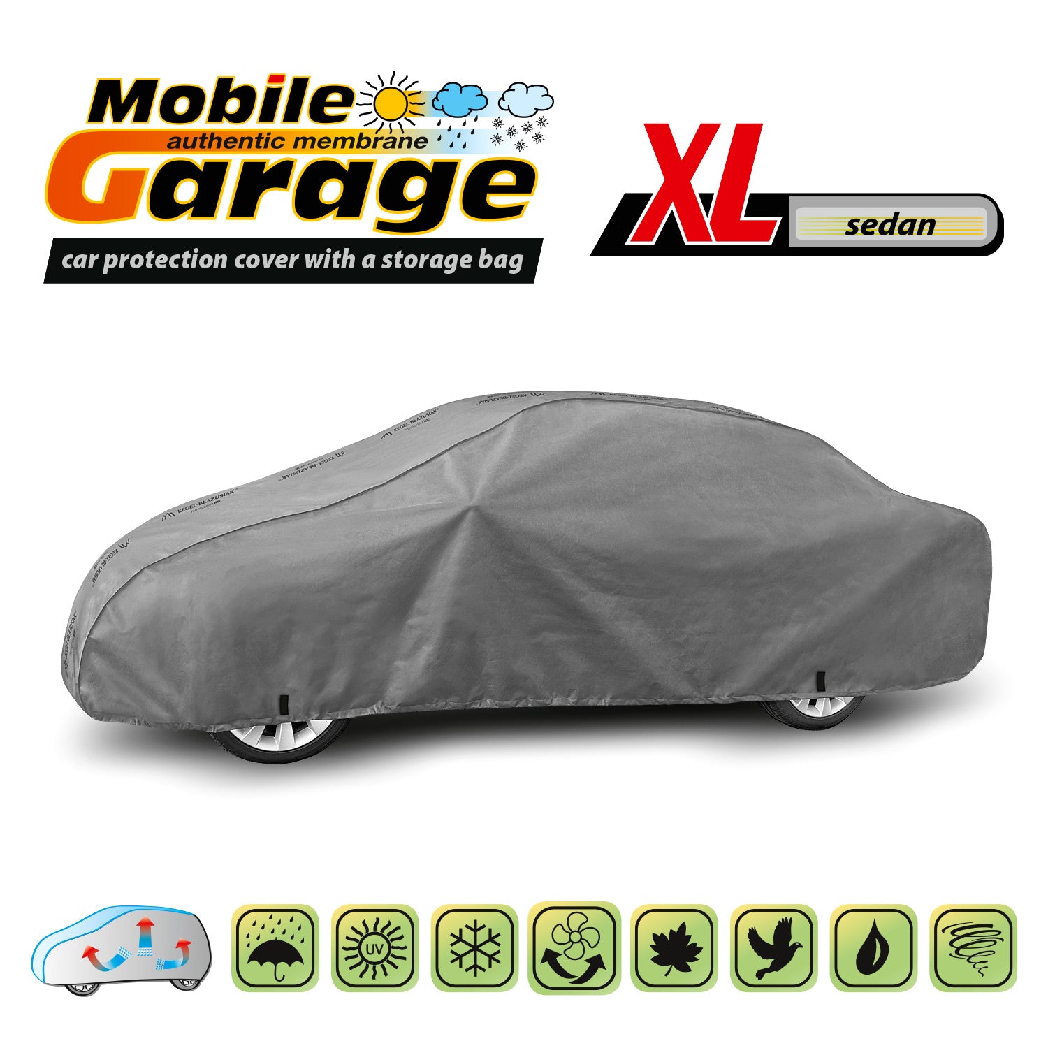 Přikrývka na auto Kegel Mobile velikost XL šedá pro sedan 472-500 cm