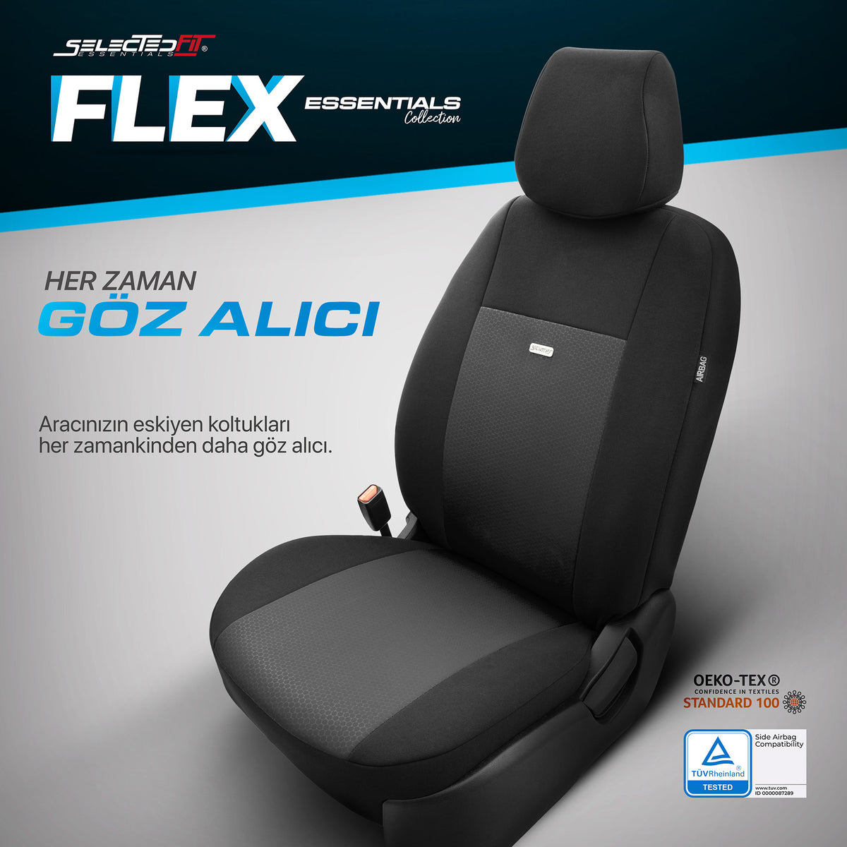Potahová sada Selectedfit Flex 101 – černá, pro přední a zadní sedadla