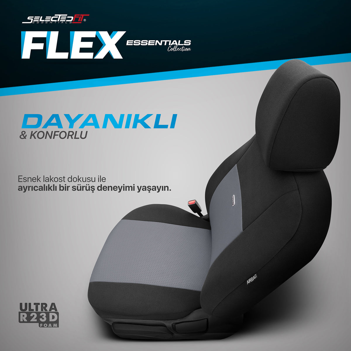Sada potahů Selectedfit Flex 102 – černo-šedá, pro přední a zadní sedadla