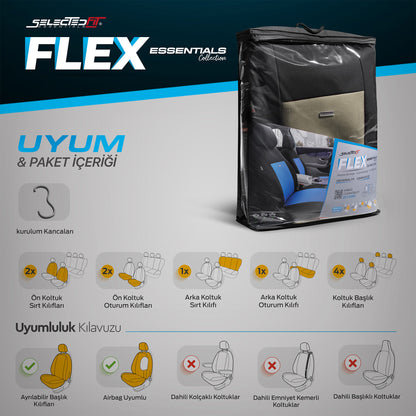Sada potahů Selectedfit Flex 103 – černo-béžová, pro přední a zadní sedadla