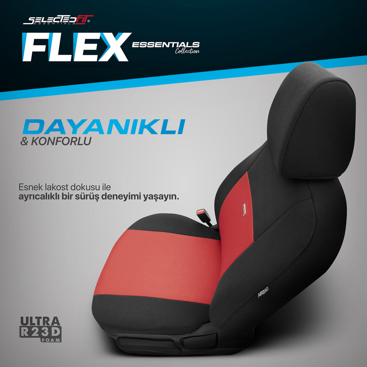 Sada potahů Selectedfit Flex 104 – černá/červená, pro přední a zadní sedadla