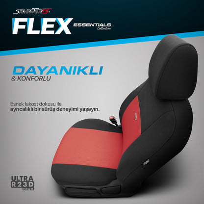 Sada potahů Selectedfit Flex 104 – černá/červená, pro přední a zadní sedadla