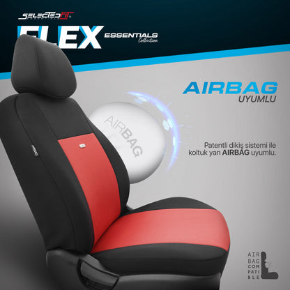 Sada potahů Selectedfit Flex 104 – černá/červená, pro přední a zadní sedadla