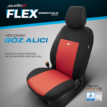 Sada potahů Selectedfit Flex 104 – černá/červená, pro přední a zadní sedadla