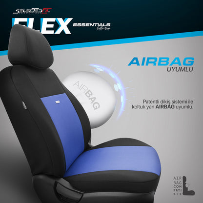 Sada potahů Selectedfit Flex 107 – černo/modrá, pro přední a zadní sedadla