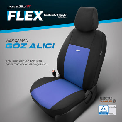 Sada potahů Selectedfit Flex 107 – černo/modrá, pro přední a zadní sedadla
