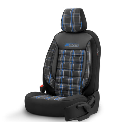 Sada potahů GTI Sports – Černá/Modrá, Textil, pro Přední a Zadní Sedačky