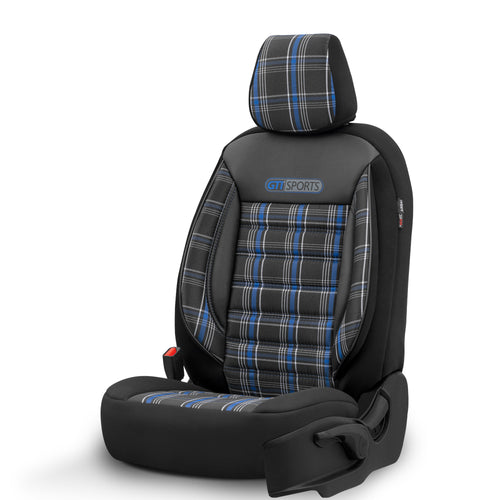 Sada potahů GTI Sports – Černá/Modrá, Textil, pro Přední a Zadní Sedačky
