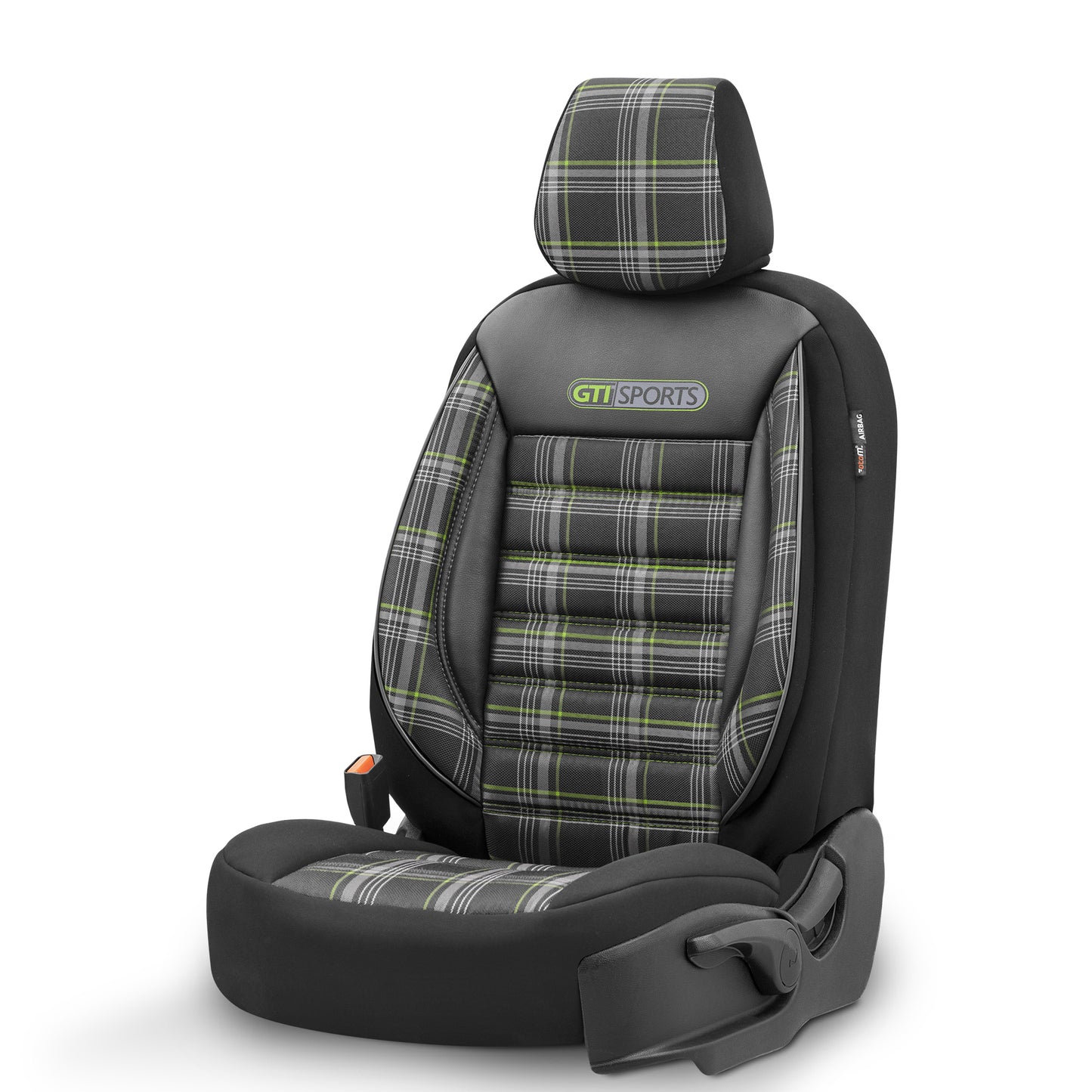 Sada potahů GTI Sports – černá/zelená, textil, pro přední a zadní sedadla