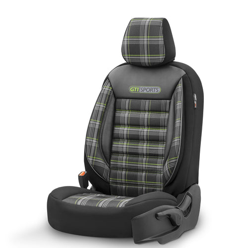 Sada potahů GTI Sports – černá/zelená, textil, pro přední a zadní sedadla