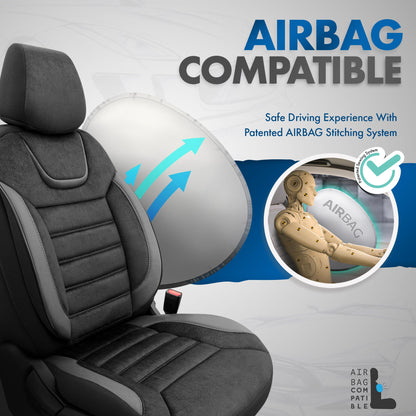 Sada potahů Iconic – Černá/Šedá, Textil, pro přední a zadní sedadla