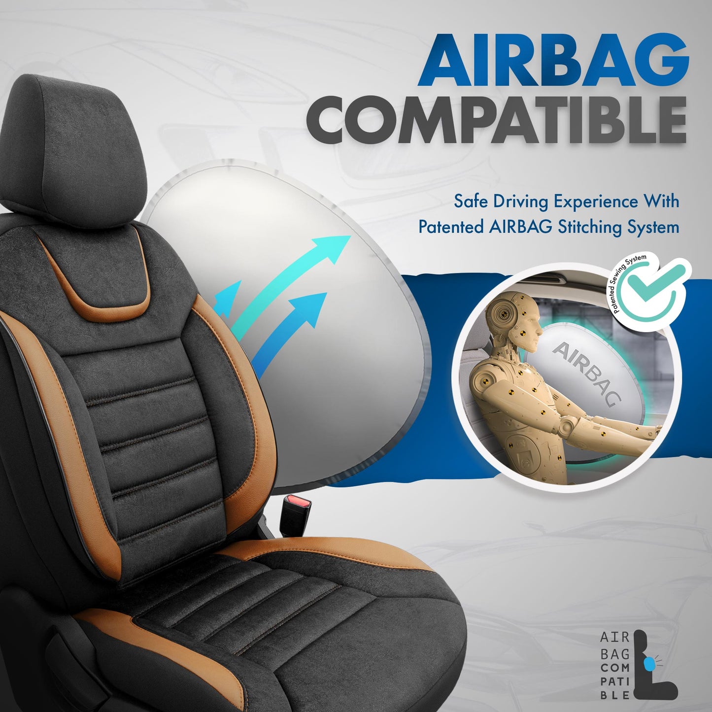 Sada potahů Iconic – Černá/Oranžová, Textil, pro přední a zadní sedadla