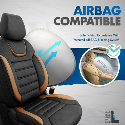 Sada potahů Iconic – Černá/Oranžová, Textil, pro přední a zadní sedadla