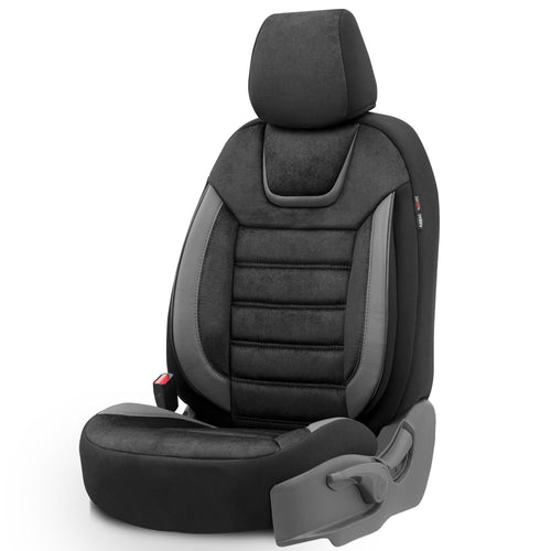 Sada potahů Iconic – Černá/Šedá, Textil, pro přední a zadní sedadla