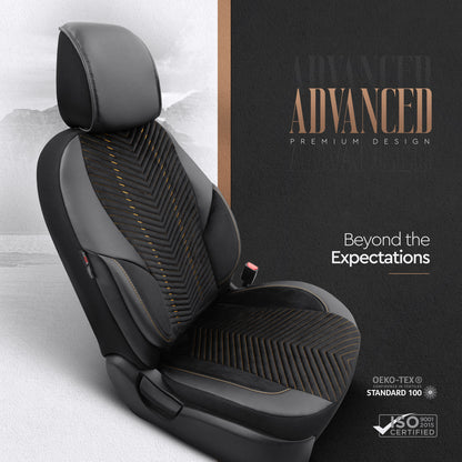 Sada luxusního čalounění Advanced – Alcantara, černá/oranžová, pro přední a zadní sedadla