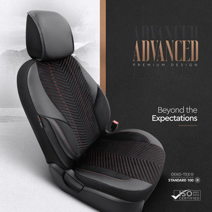 Sada luxusního čalounění Advanced – Alcantara, černá/červená, pro přední a zadní sedadla