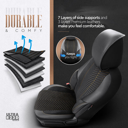 Sada luxusního čalounění Advanced – Alcantara, černá/oranžová, pro přední a zadní sedadla