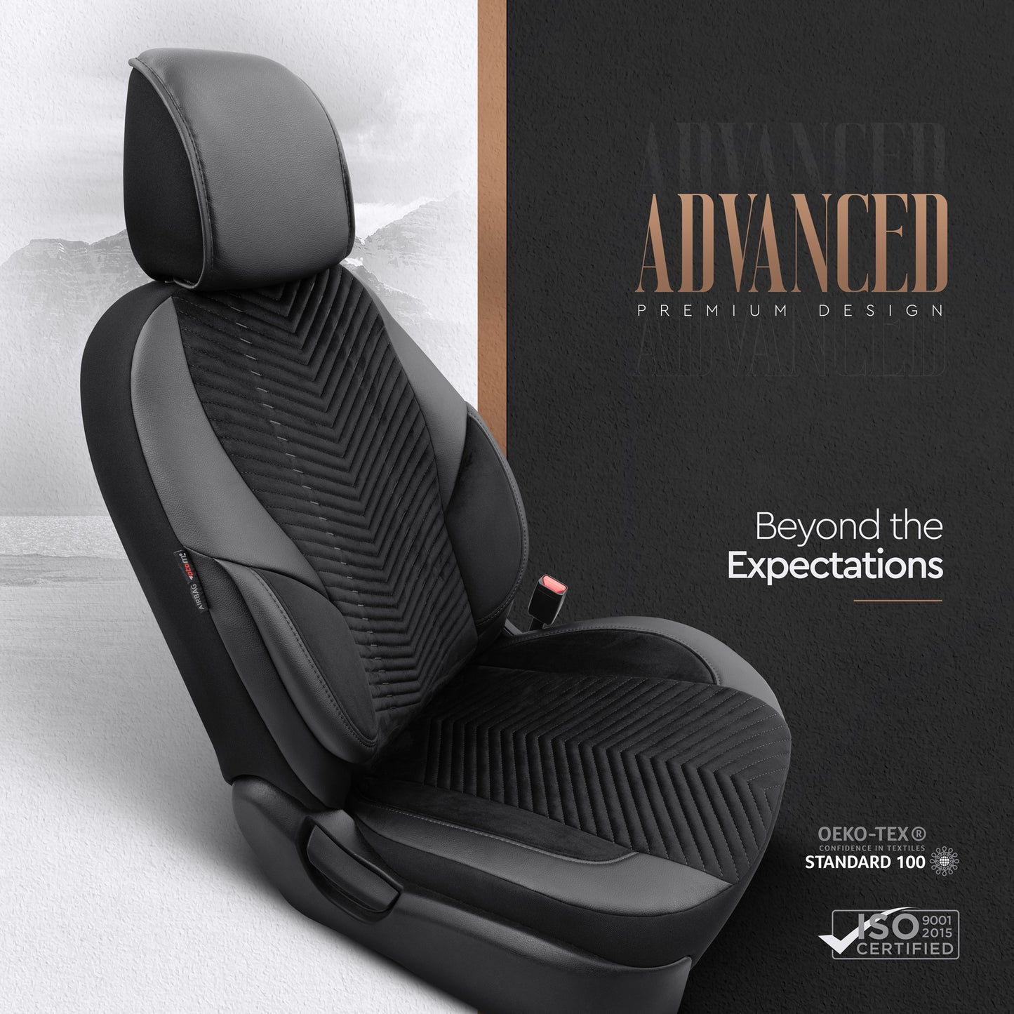 Sada luxusního čalounění Advanced – Alcantara, černá, pro přední a zadní sedadla