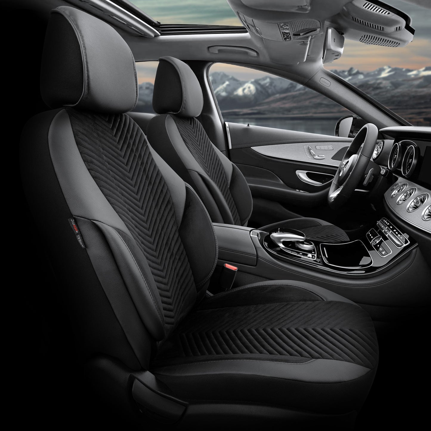 Sada luxusního čalounění Advanced – Alcantara, černá, pro přední a zadní sedadla