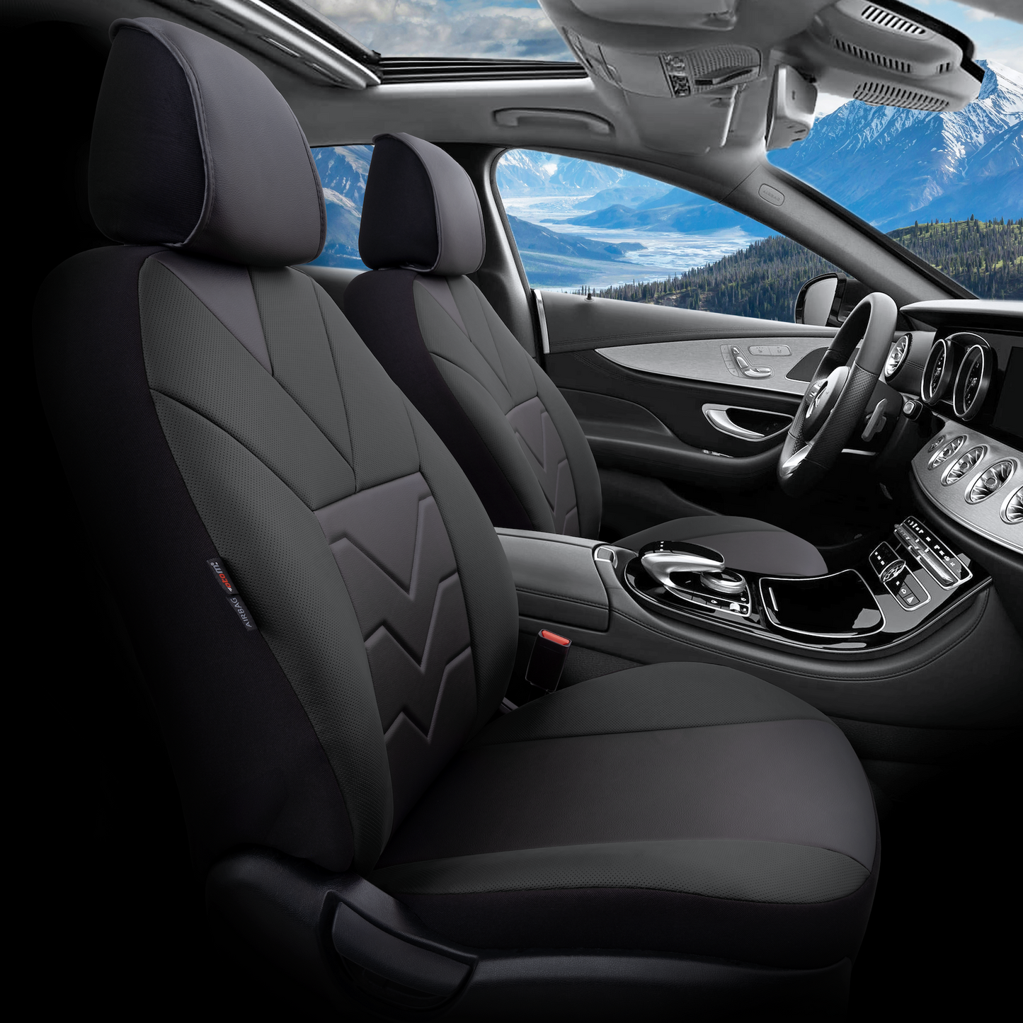 Sada luxusního čalounění Pangea – ekologická kůže, černá, pro přední a zadní sedadla